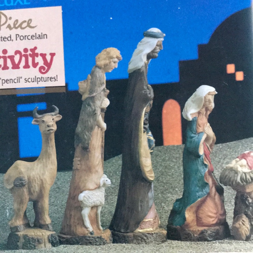 9 piece hand-painted porcelain nativity sculptures